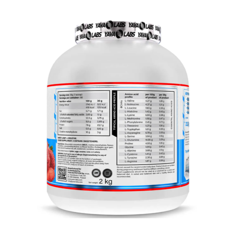 Yava Labs Pure Whey Camp + Creatine increases Physical Performance-66Serv-2KG
