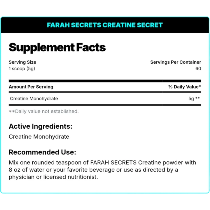 ⁦Farah Secret, CREATINE SECRET, 300g, 60 Servings⁩ - الصورة ⁦2⁩