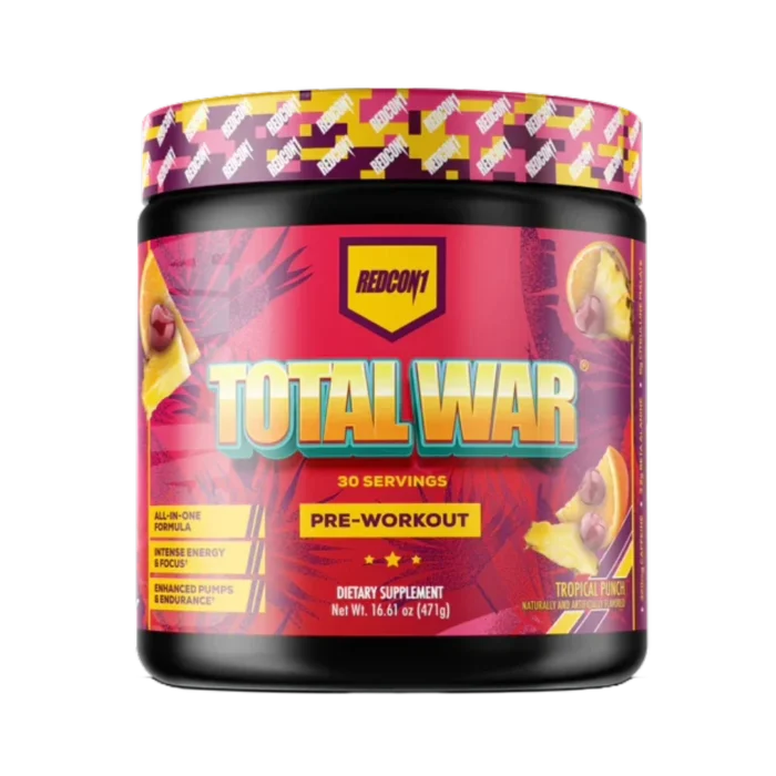 Redcon1-Total-War-Pre-workout-441G-30-Serving-tropiacl-Punch Redcon1, Total War Pre-workout, 441G, 30 Serving - الصورة 1