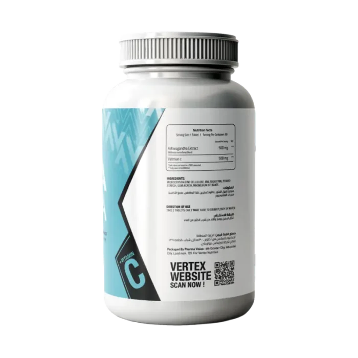 ⁦Vertex Nutrition, Ashwagandha, Antioxidant, 60 Tablets⁩ - الصورة ⁦2⁩