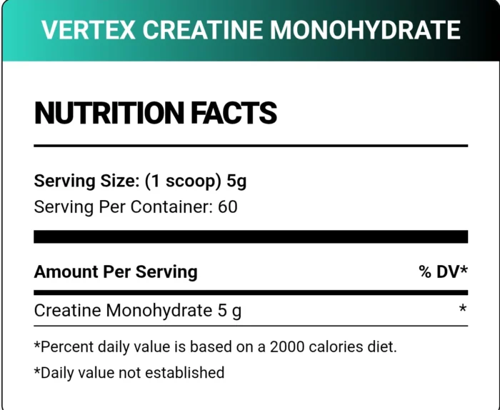 ⁦Vertex Nutrition, Creatine Monohydrate, Unflavored, 60 Servings⁩ - الصورة ⁦2⁩