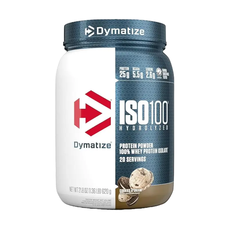 Dymatize-ISO100-Hydrolyzed-Whey-Protein-Isolate-1.43-lb-650g-cookies-cream- Dymatize, ISO100 Hydrolyzed Whey Protein Isolate, 650g. - Image 1
