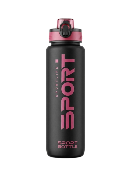 Sport Bottle 1000ml - Black & Fuchsia