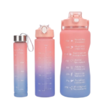 Motivational Water Bottle Set (3 in 1) - Pink & Blue Gradient