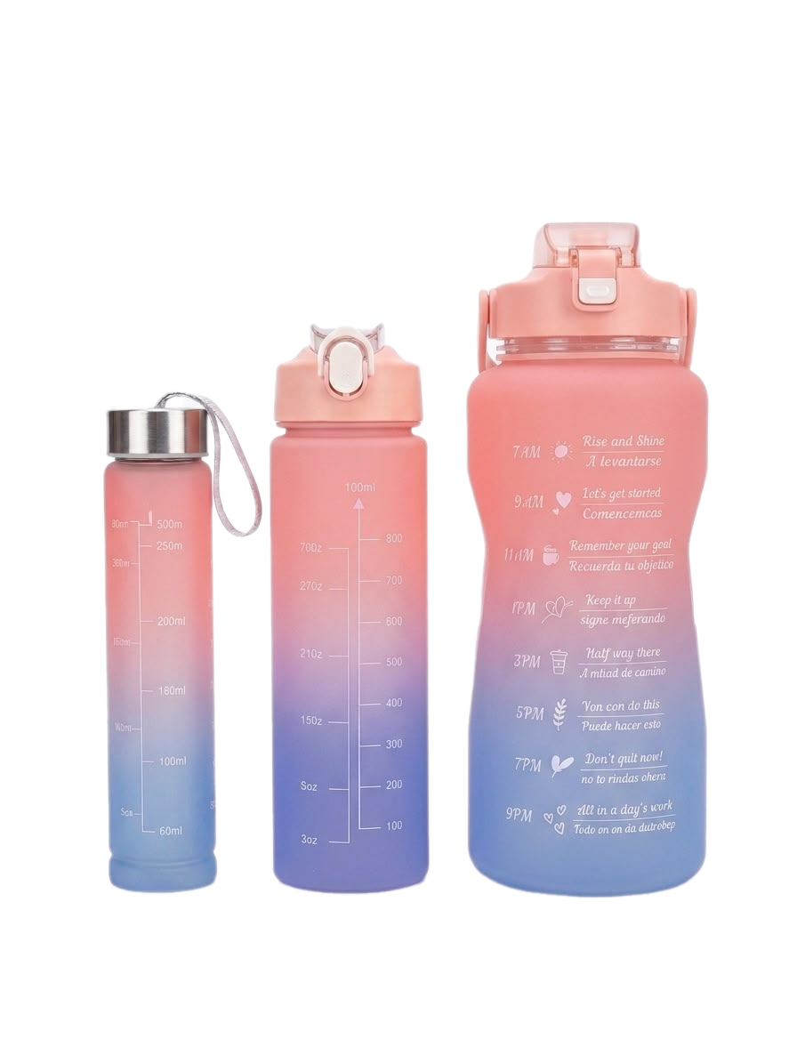 snapedit_1781258347548 Motivational Water Bottle Set (3 in 1) - Pink & Blue Gradient - Image 1